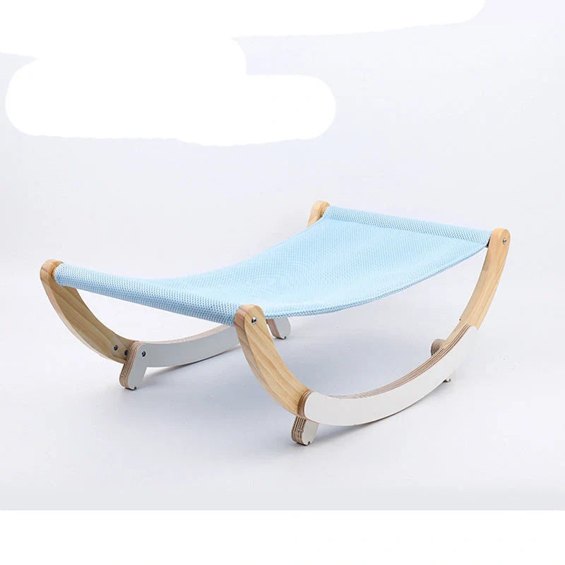 Solid wood cat rocking hammock with dual purpose design for small pets
