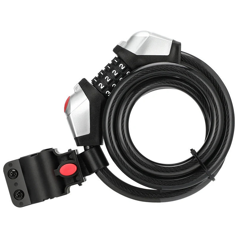 Bicycle anti-theft lock with 4-digit code and reflective strips