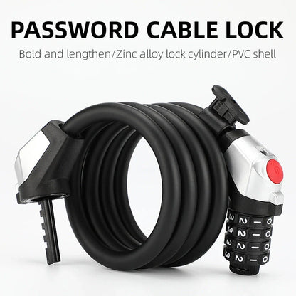 Bicycle anti-theft lock with 4-digit code and reflective strips