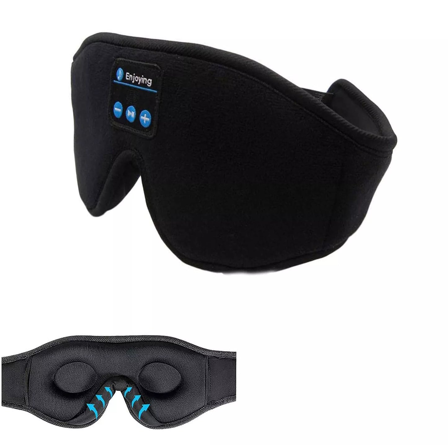 Wireless stereo music sleep mask with Bluetooth 5.0 in black and dark blue