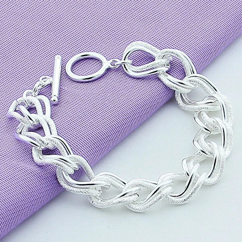Stylish unisex alloy bracelet with copper plating silver finish