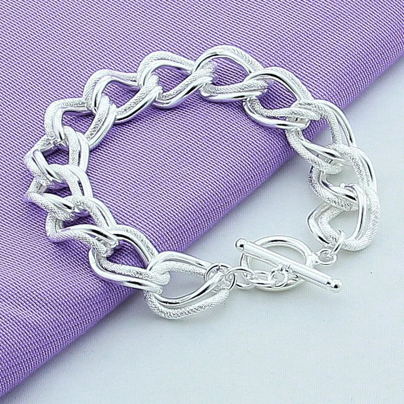 Stylish unisex alloy bracelet with copper plating silver finish