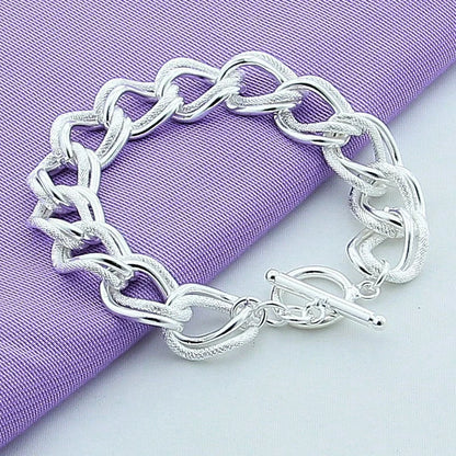 Stylish unisex alloy bracelet with copper plating silver finish