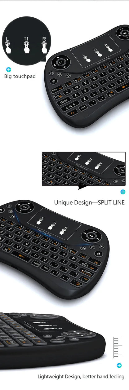 Flying Squirrel mini wireless keyboard with colourful backlight and touch-sensitive surface
