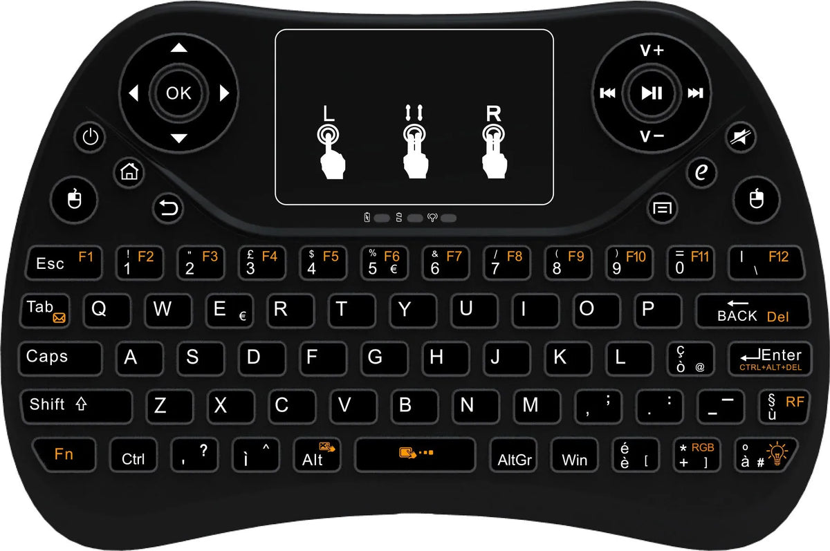Flying Squirrel mini wireless keyboard with colourful backlight and touch-sensitive surface