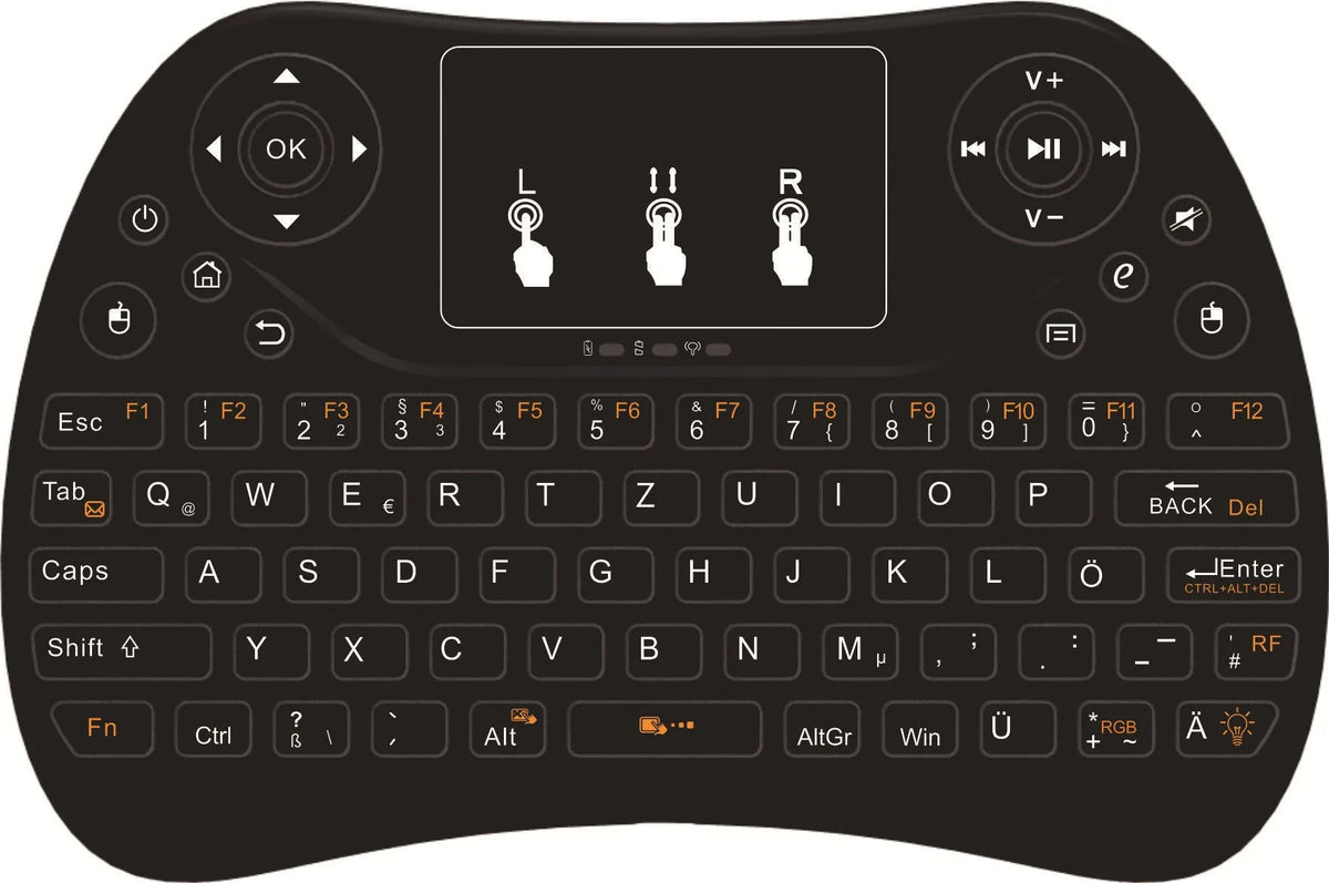 Flying Squirrel mini wireless keyboard with colourful backlight and touch-sensitive surface