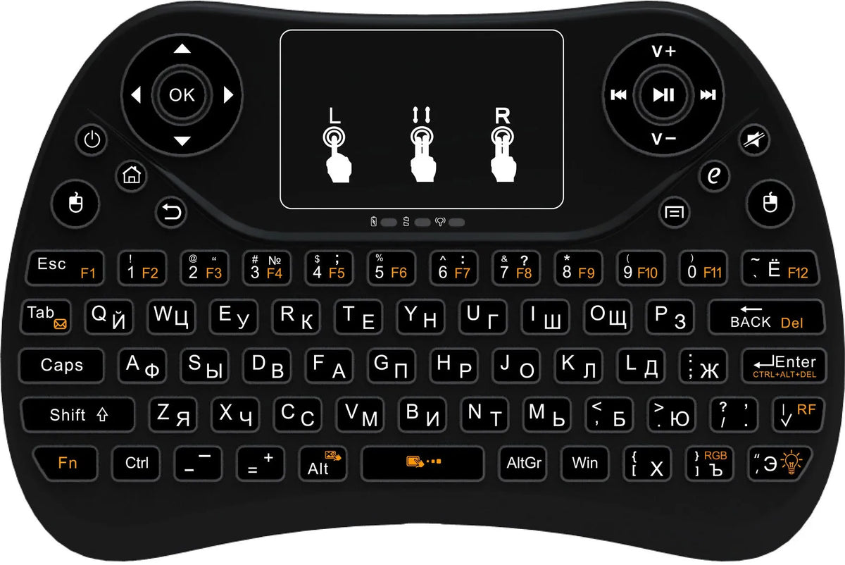 Flying Squirrel mini wireless keyboard with colourful backlight and touch-sensitive surface