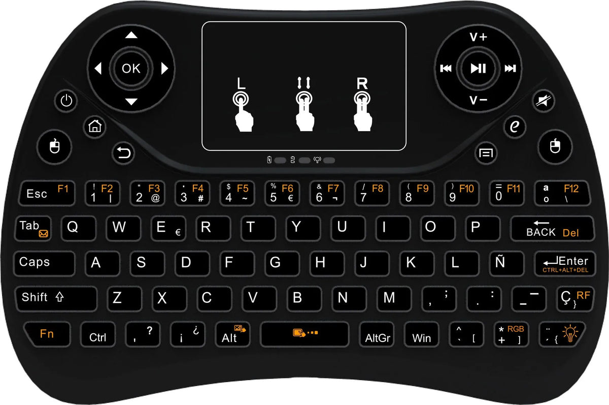 Flying Squirrel mini wireless keyboard with colourful backlight and touch-sensitive surface