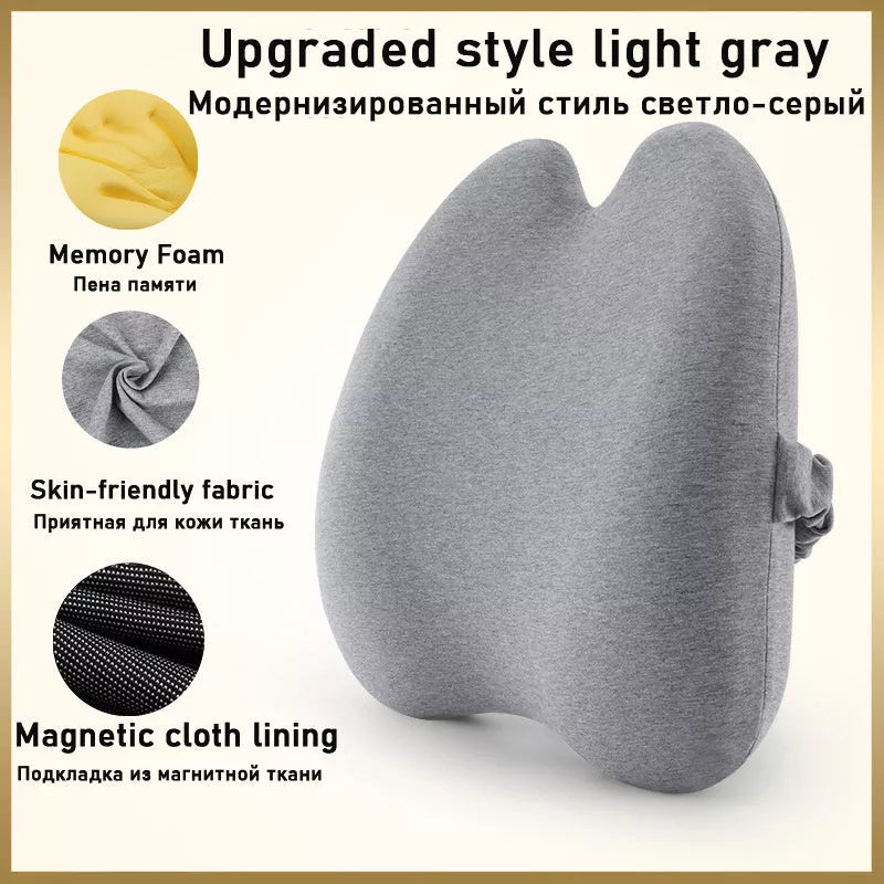 Car waist and back cushion with magnetic cloth upgrade in dark gray, light gray, and pink options
