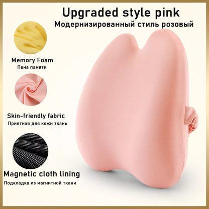 Car waist and back cushion with magnetic cloth upgrade in dark gray, light gray, and pink options