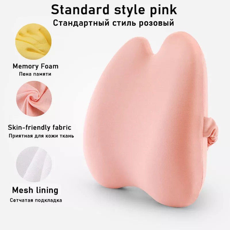 Car waist and back cushion with magnetic cloth upgrade in dark gray, light gray, and pink options