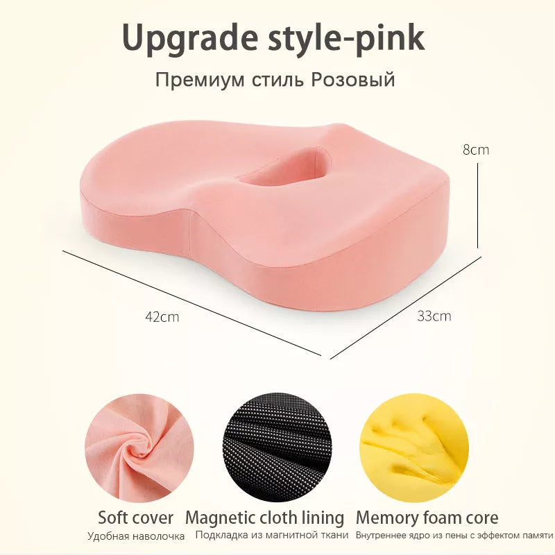 Car waist and back cushion with magnetic cloth upgrade in dark gray, light gray, and pink options