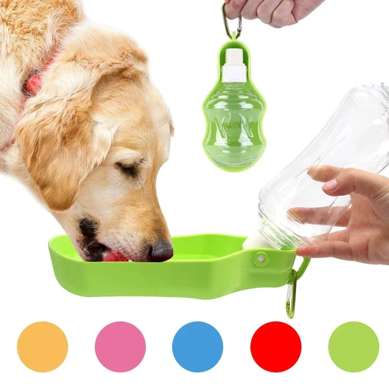 Portable pet water bottle with removable top for easy refilling and vibrant color options to match your dog's personality