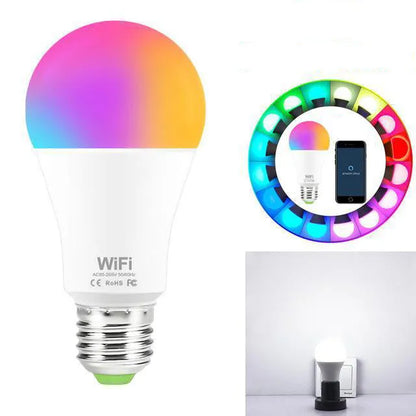15W WiFi smart LED light bulb with E27 and B22 cap options for colour changing and dimming.