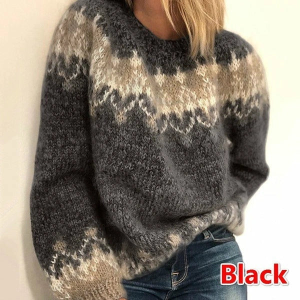 Cozy and stylish Jacquard knit sweater in various colors for women's autumn and winter fashion