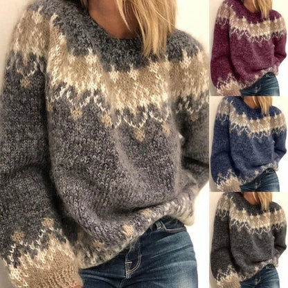 Cozy and stylish Jacquard knit sweater in various colors for women's autumn and winter fashion