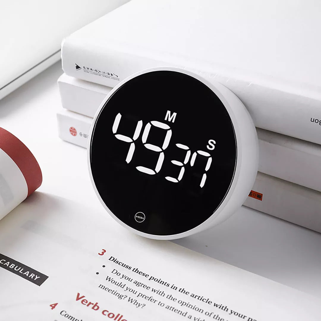 Rotating Timer Magnetic Silent Timer in white with magnetic back for fitness and running