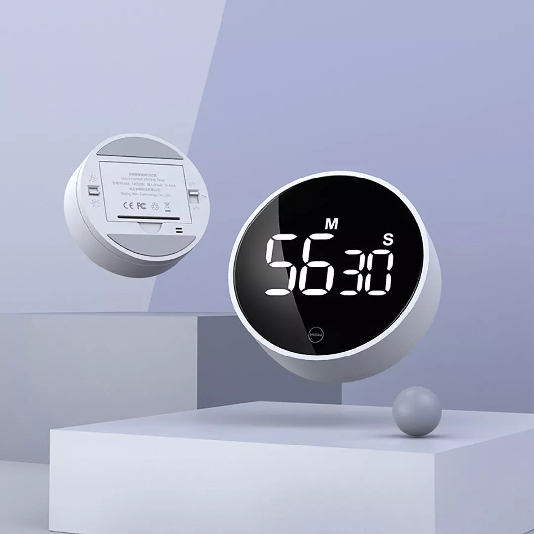 Rotating Timer Magnetic Silent Timer in white with magnetic back for fitness and running