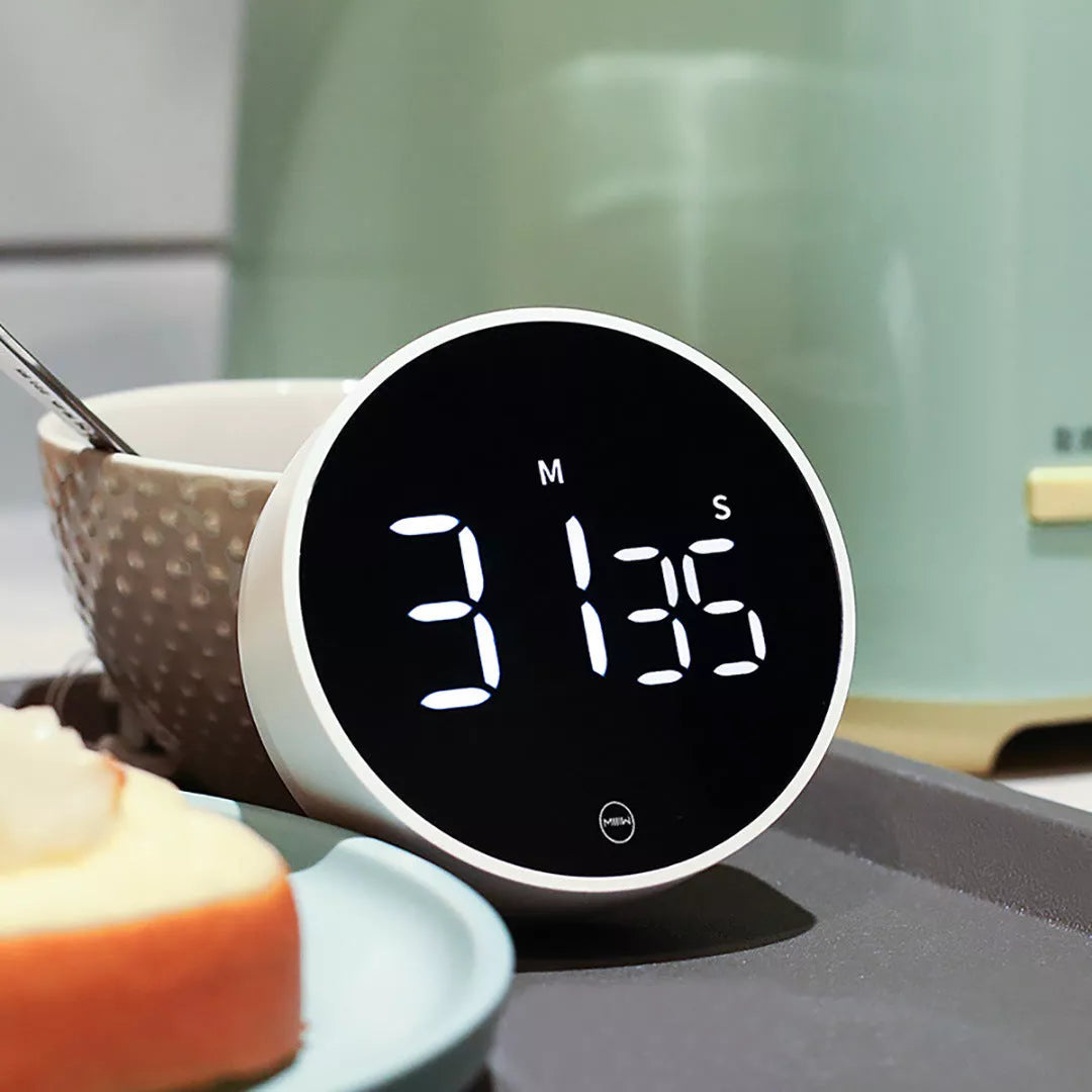 Rotating Timer Magnetic Silent Timer in white with magnetic back for fitness and running