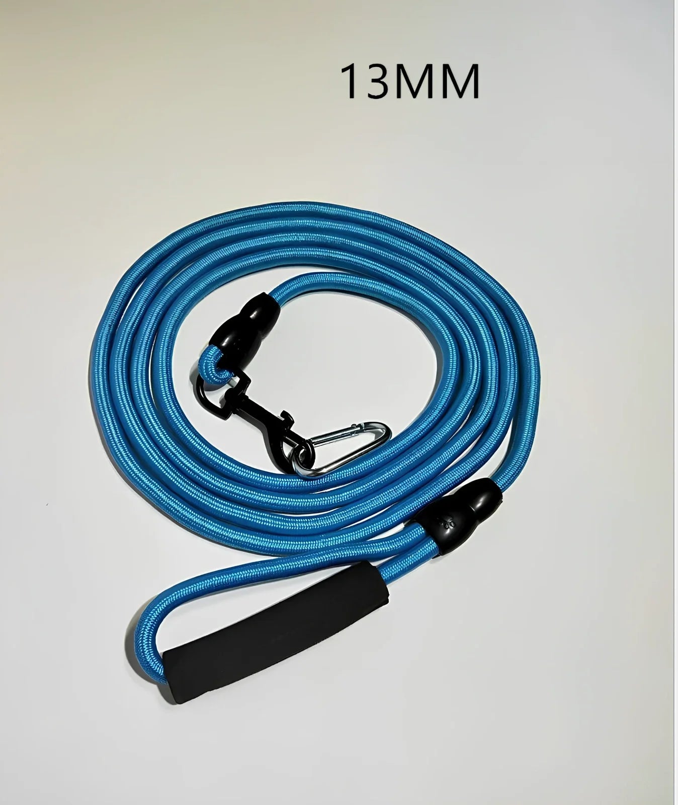 Nylon dog walking traction rope showing black, blue, orange, and red colour options with length and width variations