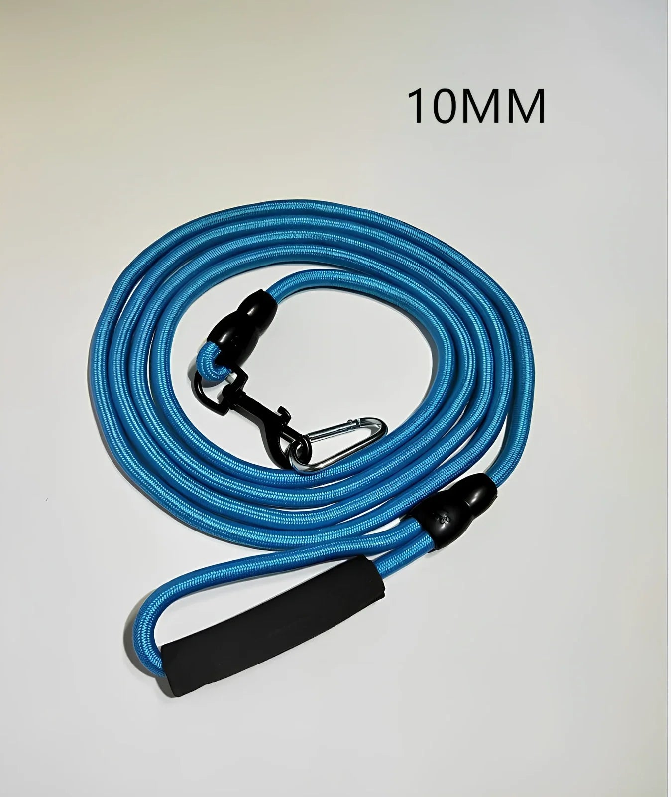 Nylon dog walking traction rope showing black, blue, orange, and red colour options with length and width variations