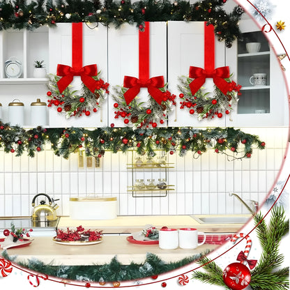 Handmade plastic Christmas garland with bowknot ribbon design, available in seven colour and motif options