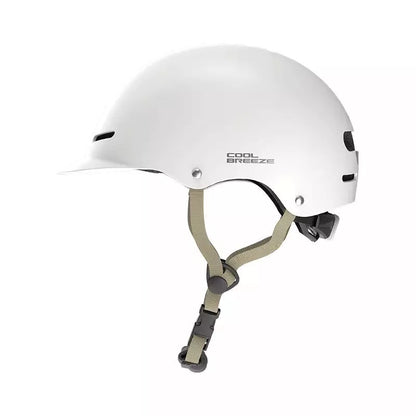 Cool Breeze Riding Helmet in white and gray with adjustable straps and ventilation system
