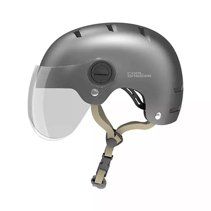 Cool Breeze Riding Helmet in white and gray with adjustable straps and ventilation system