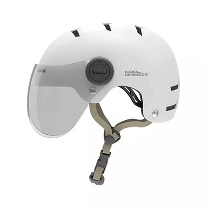 Cool Breeze Riding Helmet in white and gray with adjustable straps and ventilation system