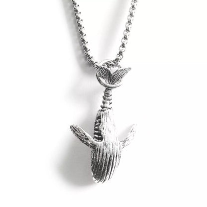 Adjustable titanium steel whale necklace with unique pendant for men and women