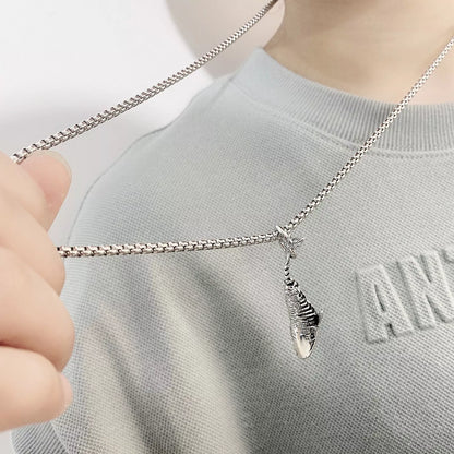 Adjustable titanium steel whale necklace with unique pendant for men and women