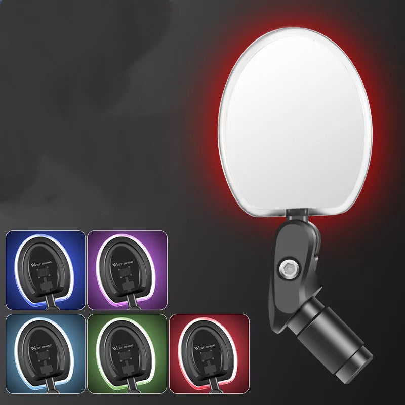 360-degree rotating bicycle rearview mirror for handlebars with wide-angle convex design