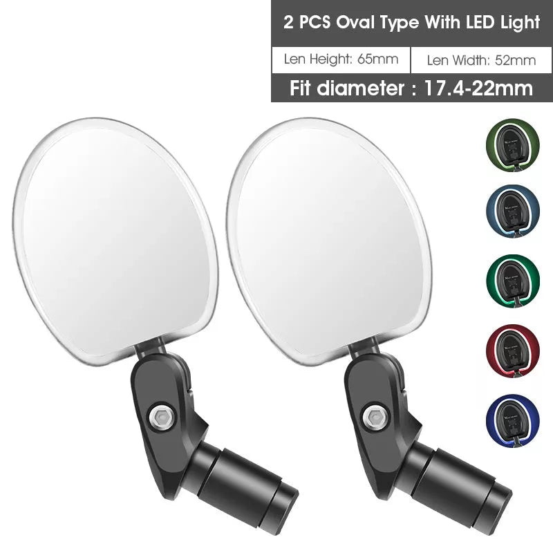 360-degree rotating bicycle rearview mirror for handlebars with wide-angle convex design