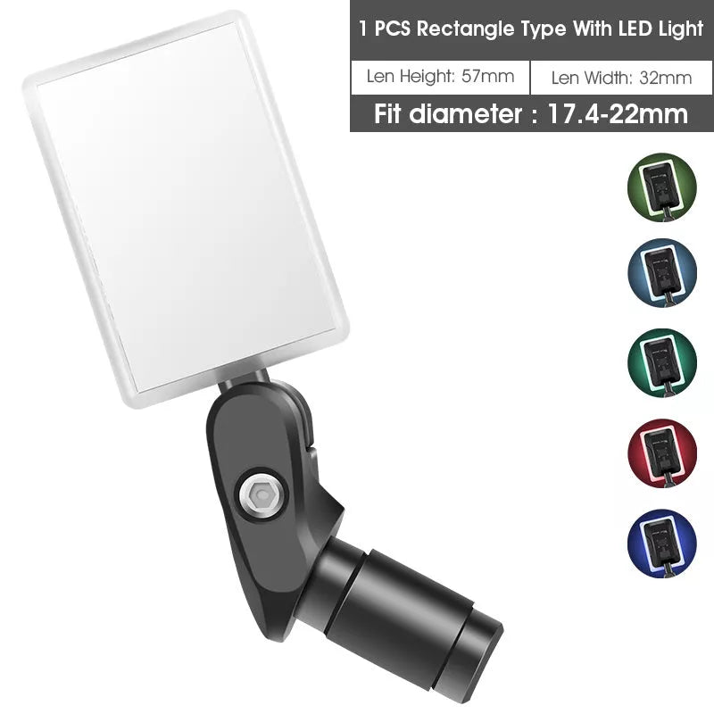 360-degree rotating bicycle rearview mirror for handlebars with wide-angle convex design