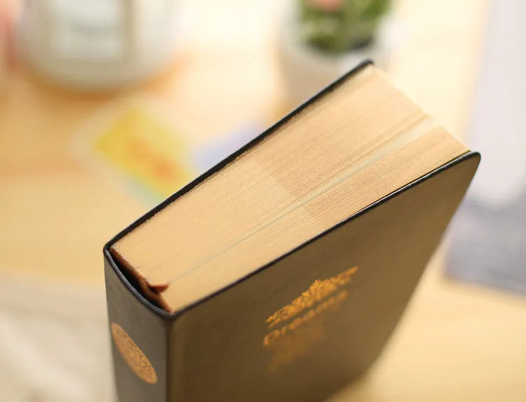 Jingu 25k thick imitation leather notebook open showing large 213x142mm pages