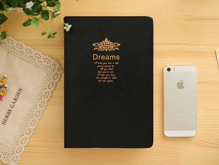 Jingu 25k thick imitation leather notebook open showing large 213x142mm pages