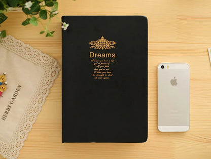 Jingu 25k thick imitation leather notebook open showing large 213x142mm pages