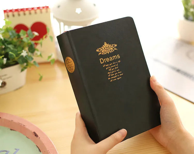 Jingu 25k thick imitation leather notebook open showing large 213x142mm pages