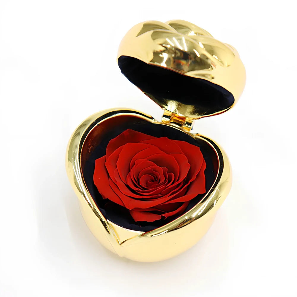 Iron Rose Jewellery Box in silver red, 10x8x5cm with rose motif and divided compartments for small accessories