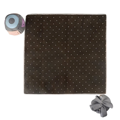 A grey snuffle pad with a soft, plush surface for hiding treats to stimulate a pet's natural foraging skills.