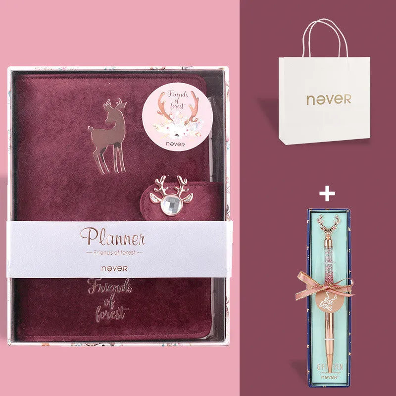 A6 size cloth-covered loose-leaf notebook with heart design in velvet colour options
