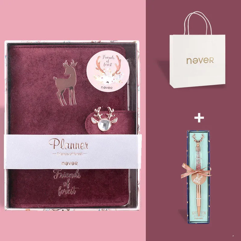 A6 size cloth-covered loose-leaf notebook with heart design in velvet colour options