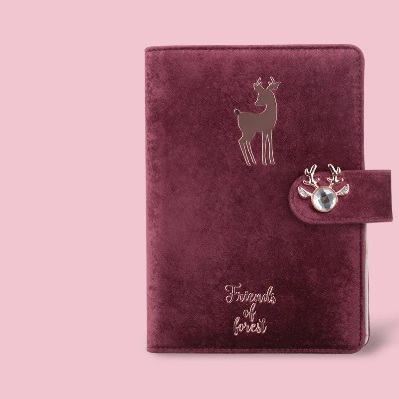 A6 size cloth-covered loose-leaf notebook with heart design in velvet colour options