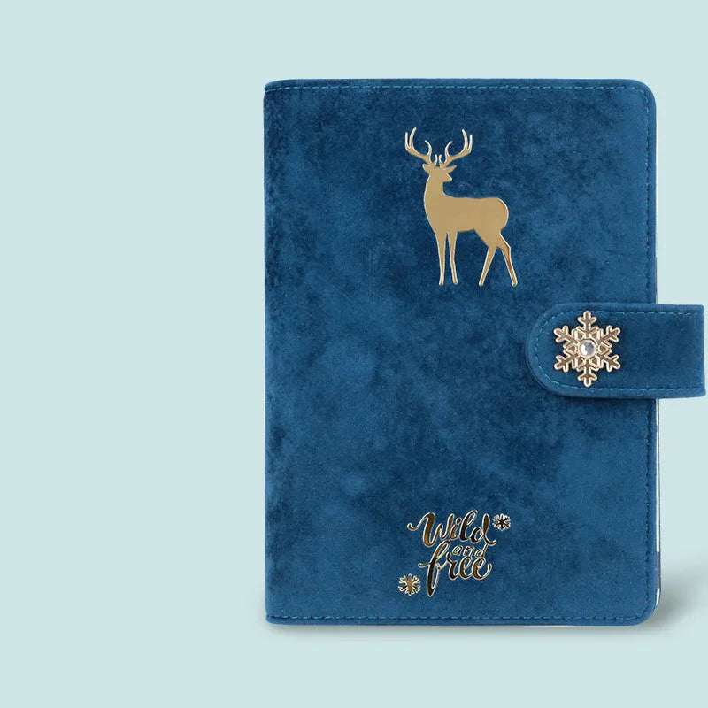 A6 size cloth-covered loose-leaf notebook with heart design in velvet colour options
