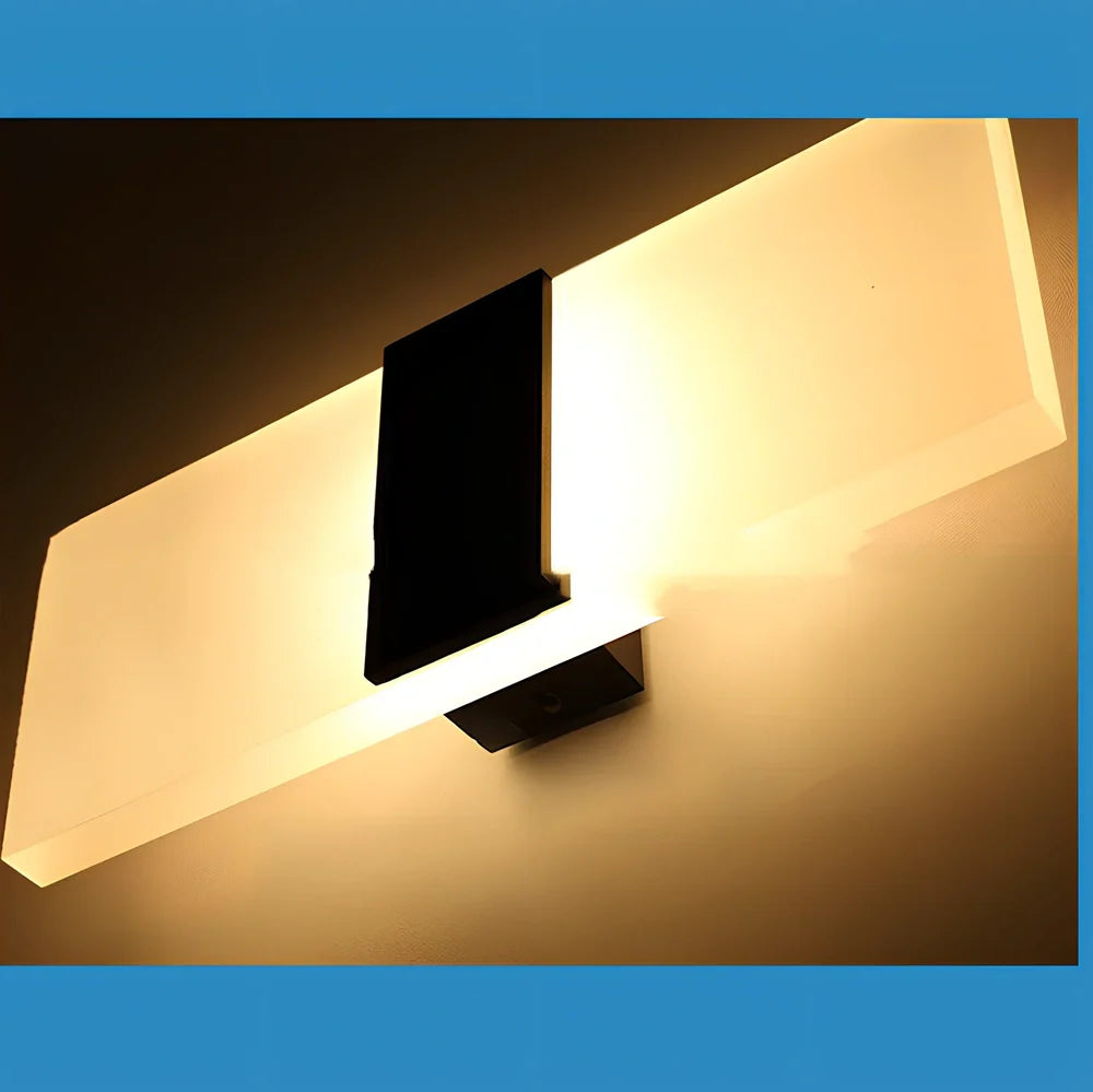 Black right-angle motion-sensing wall lamp with USB charging port and acrylic shade