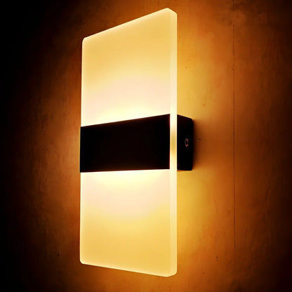 Black right-angle motion-sensing wall lamp with USB charging port and acrylic shade