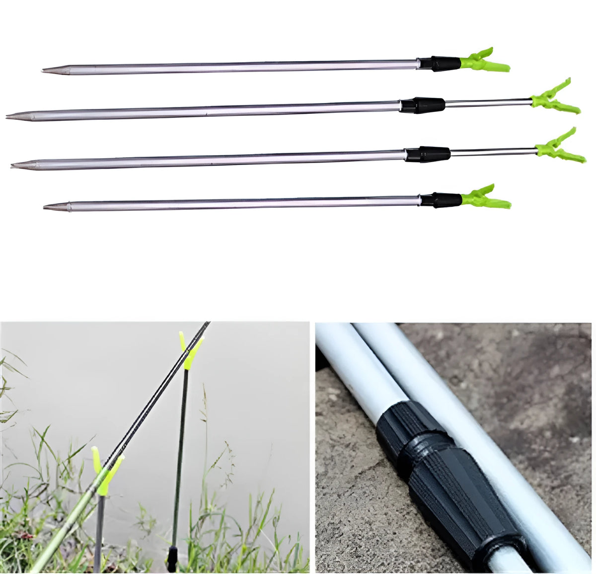 Aluminium alloy ground inserted fishing rod turret bracket with folding design and multi-directional rotation, Medium or Small