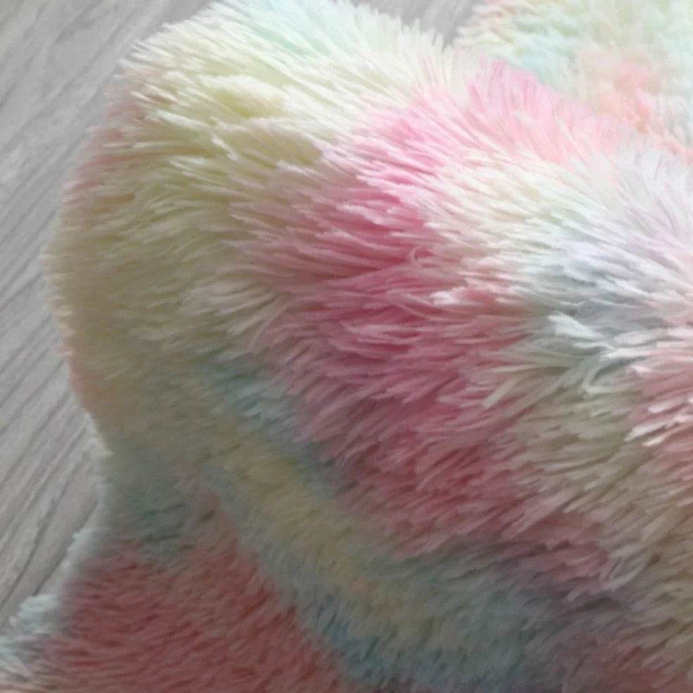 Rainbow tie-dye round polyester carpet, 81-90% fibre, diameters 60-200cm, machine-woven for home use