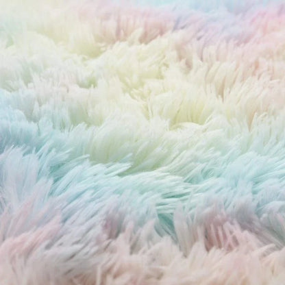 Rainbow tie-dye round polyester carpet, 81-90% fibre, diameters 60-200cm, machine-woven for home use