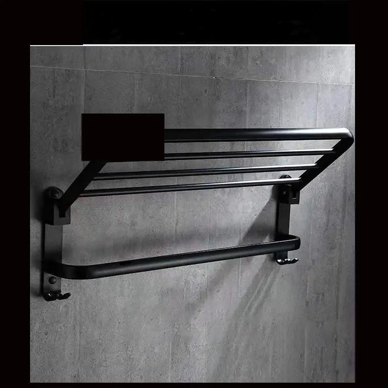 Aluminium bathroom folding shelf with perforated design and 2-tier storage
